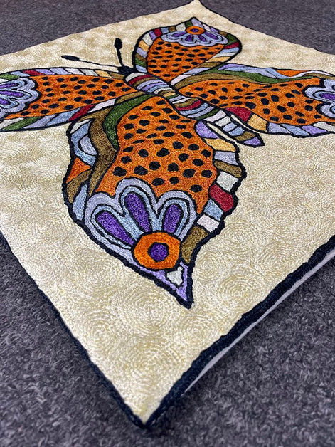 Butterfly Kashmiri Silk Pillow 18x18