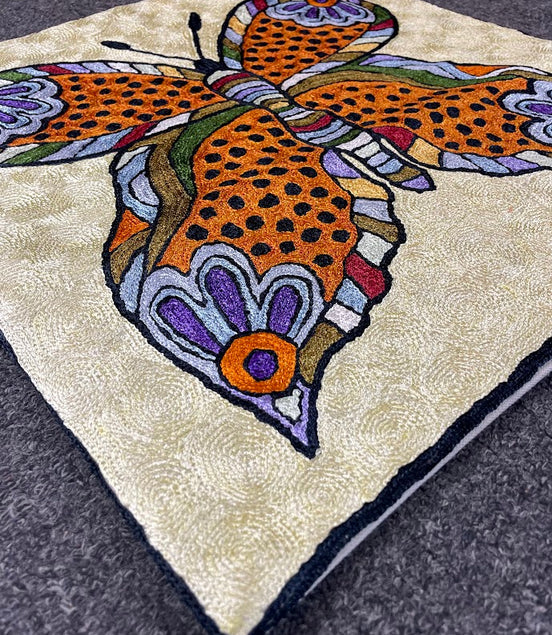 Butterfly Kashmiri Silk Pillow 18x18