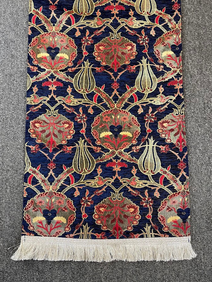 Long Dark Blue Cotton Table Runner