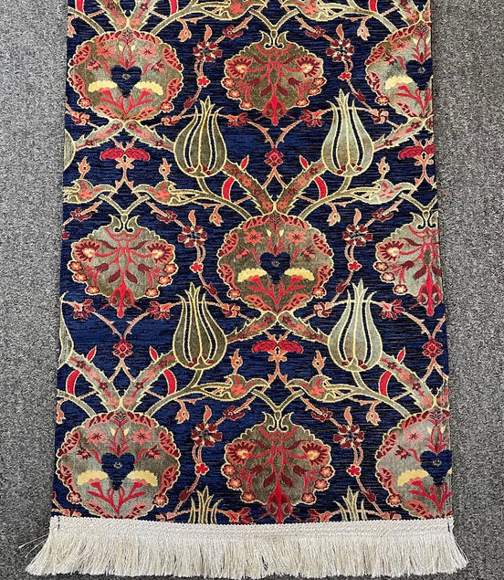 Long Dark Blue Cotton Table Runner