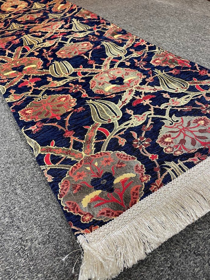 Long Dark Blue Cotton Table Runner