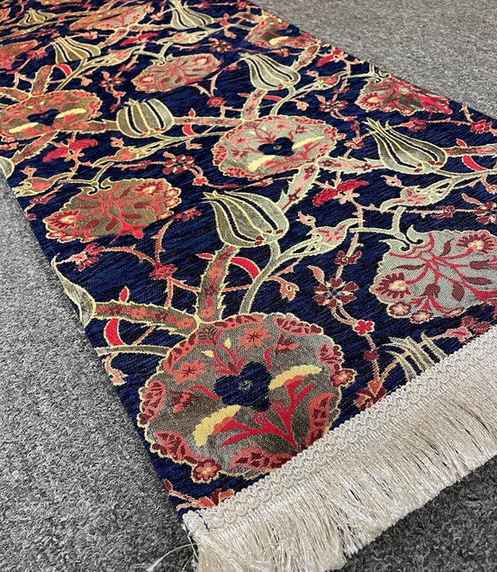 Long Dark Blue Cotton Table Runner