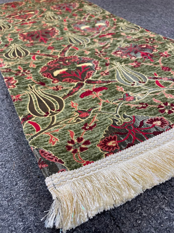 Long Green Cotton Table Runner