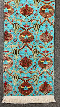 Long Light Blue Cotton Table Runner