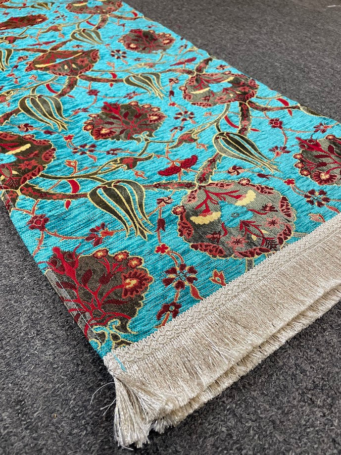 Long Light Blue Cotton Table Runner