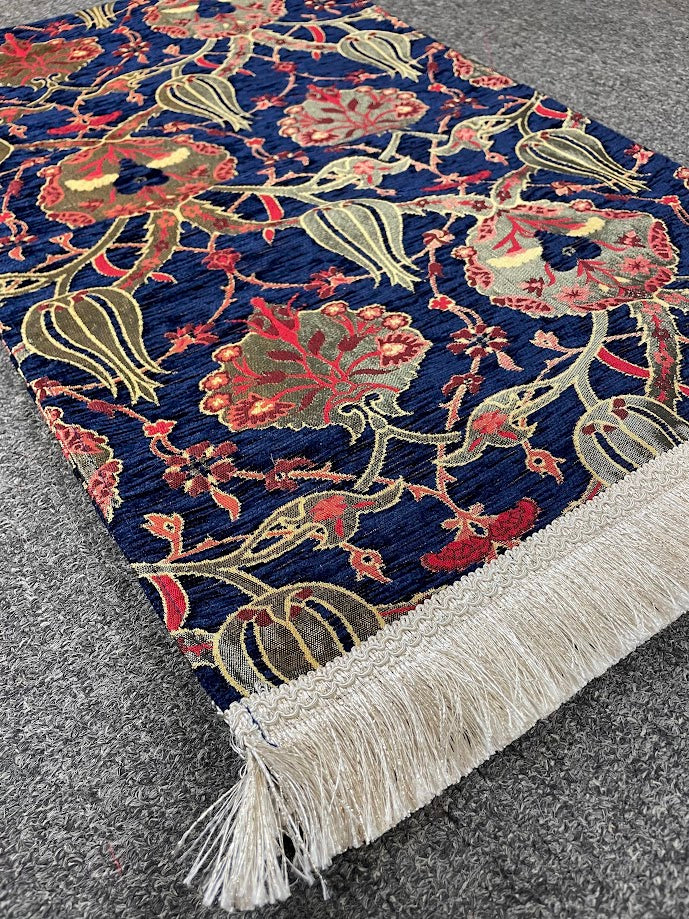 Long Dark Blue Cotton Table Runner