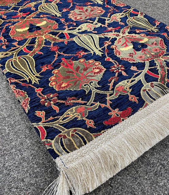 Long Dark Blue Cotton Table Runner