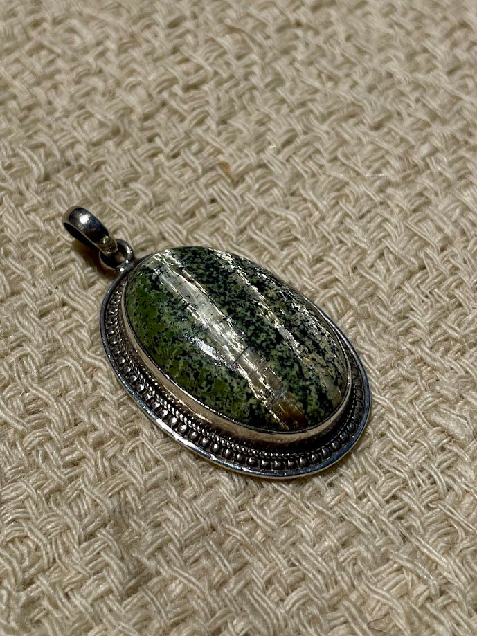 Swiss Green Opal Silver Pendant
