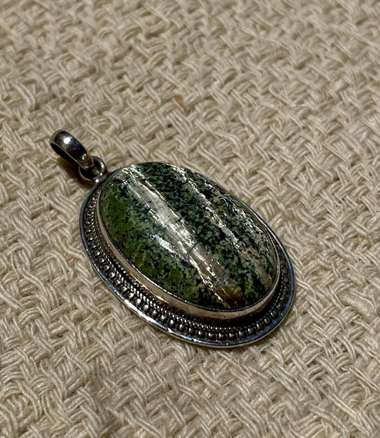 Swiss Green Opal Silver Pendant