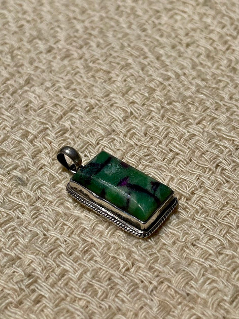 Ruby Zoisite Silver Pendant