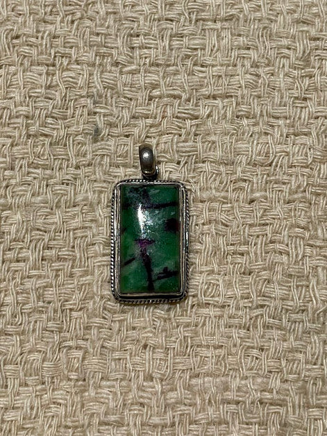 Ruby Zoisite Silver Pendant