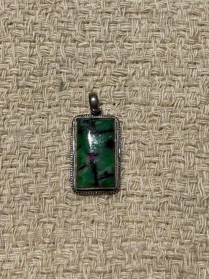 Ruby Zoisite Silver Pendant