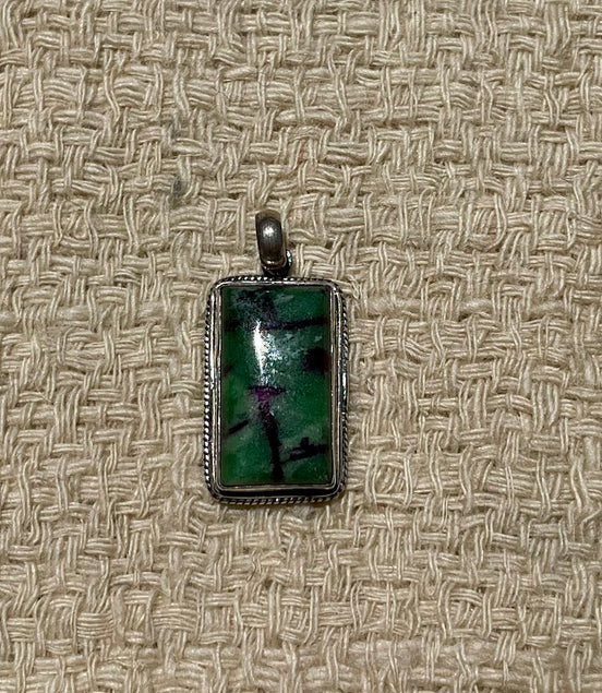Ruby Zoisite Silver Pendant