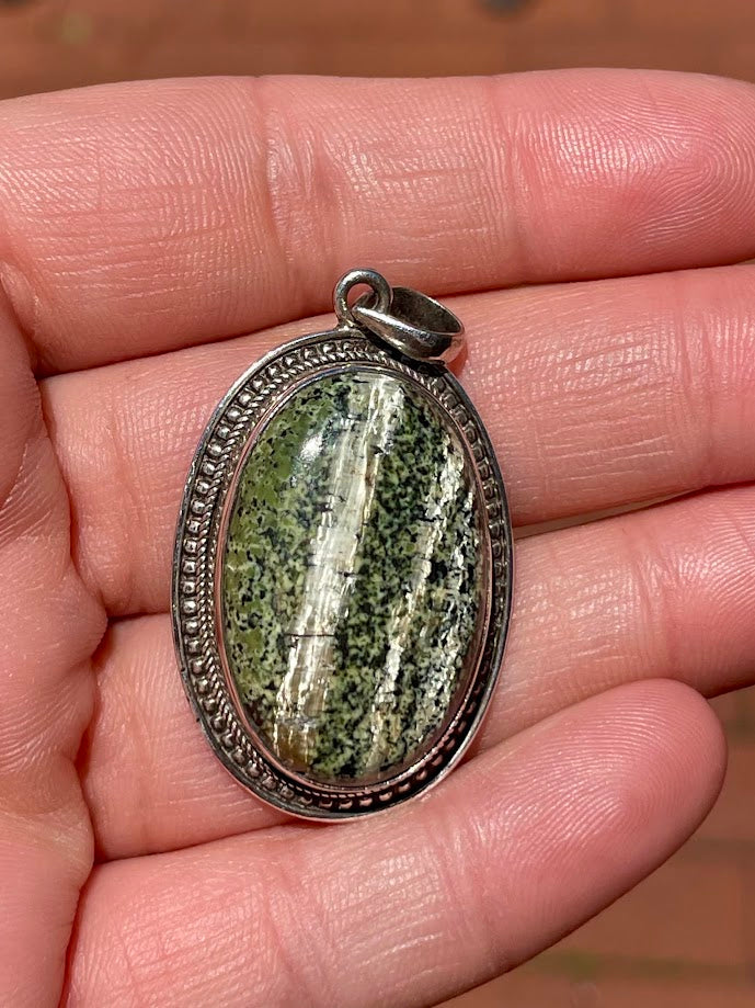 Swiss Green Opal Silver Pendant