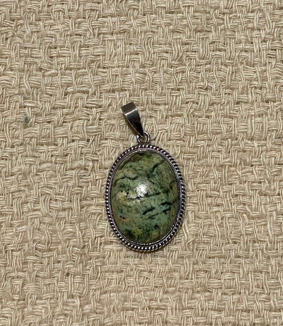 Gaspeite Silver Pendant