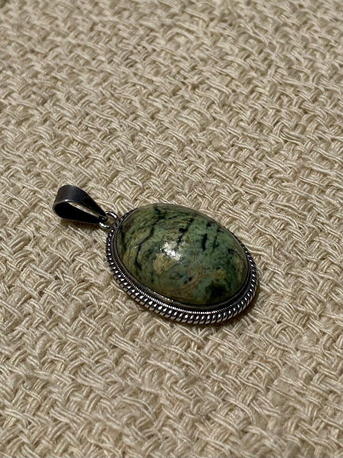 Gaspeite Silver Pendant