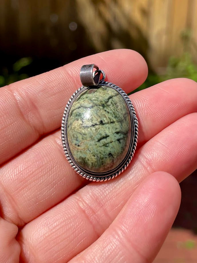 Gaspeite Silver Pendant