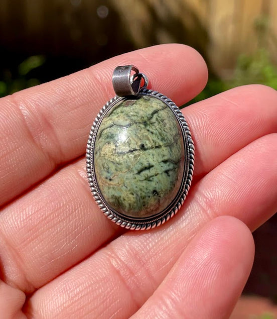 Gaspeite Silver Pendant