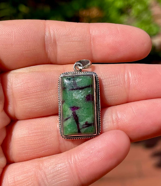 Ruby Zoisite Silver Pendant