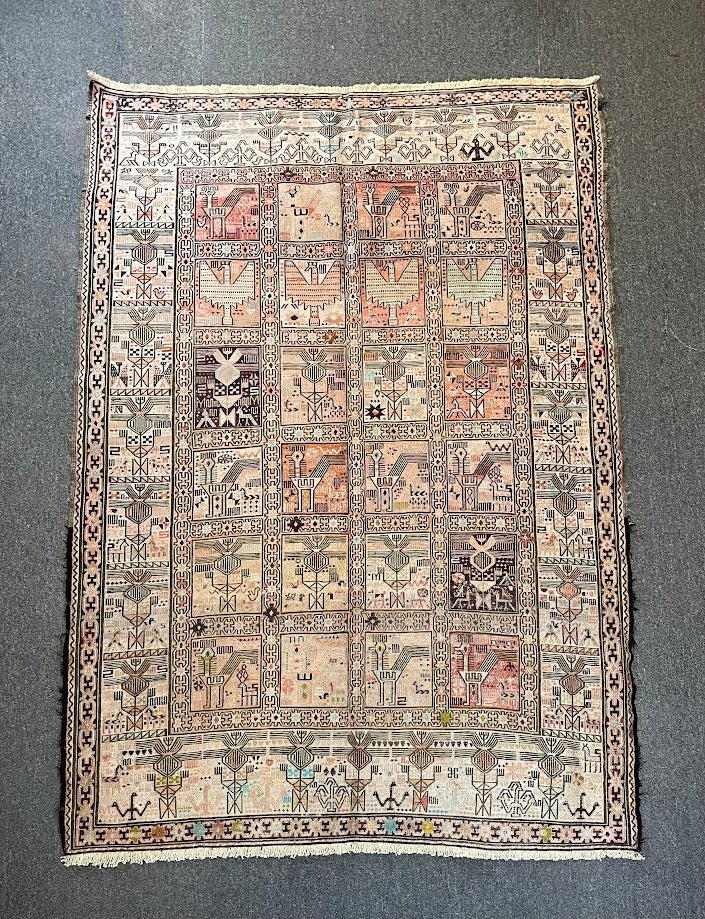 Iranian Silk/Wool Animal Sumak 4'3 x 6'2