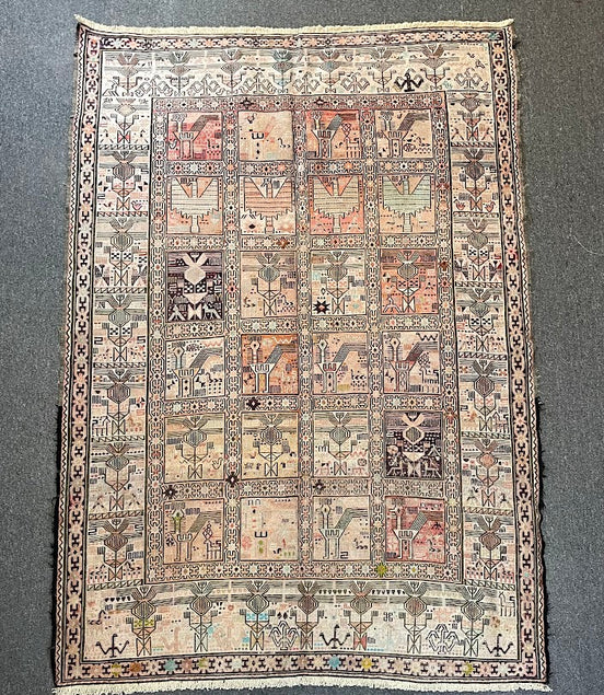 Iranian Silk/Wool Animal Sumak 4'3 x 6'2