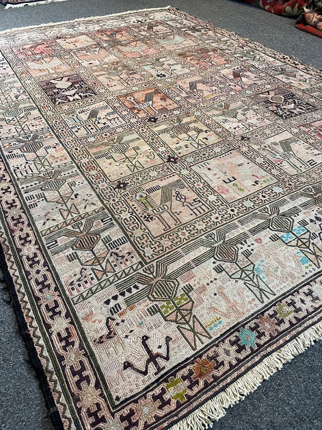 Iranian Silk/Wool Animal Sumak 4'3 x 6'2