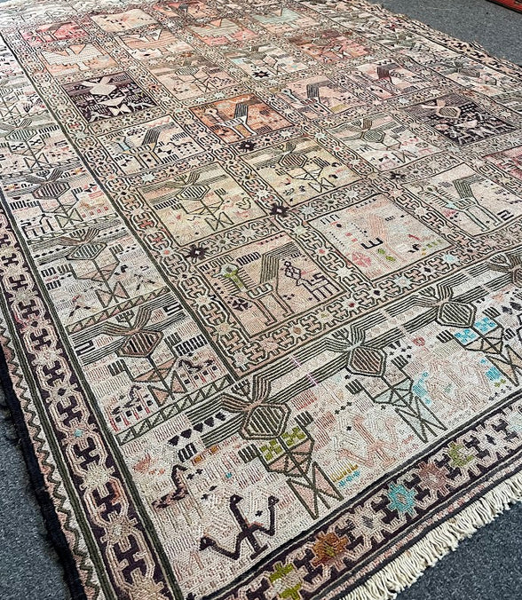 Iranian Silk/Wool Animal Sumak 4'3 x 6'2