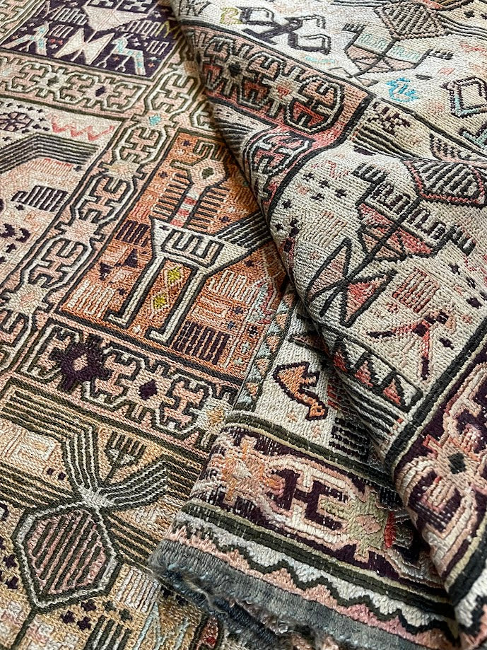 Iranian Silk/Wool Animal Sumak 4'3 x 6'2
