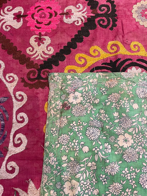 Antique Uzbek Cotton Suzani 4'11 x 5'4