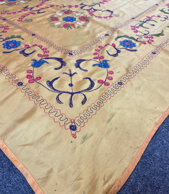 Antique Uzbek Silk Suzani 4'3 x 6'7
