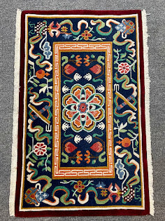 Tibetan Auspicious Signs Mini Rug 1'10 x 3'0