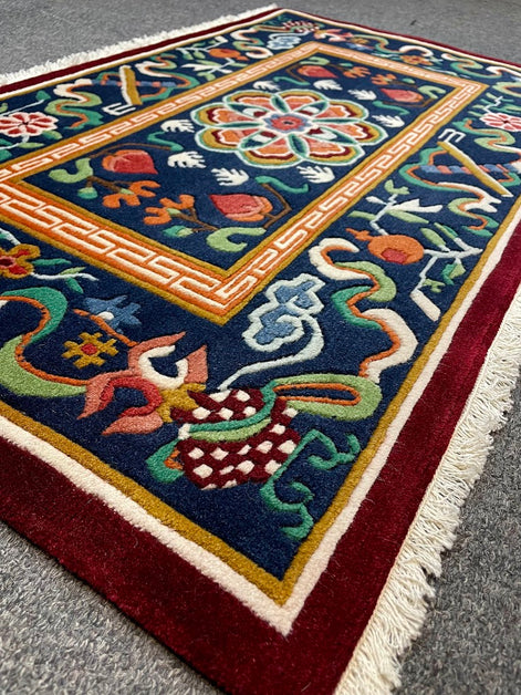 Tibetan Auspicious Signs Mini Rug 1'10 x 3'0