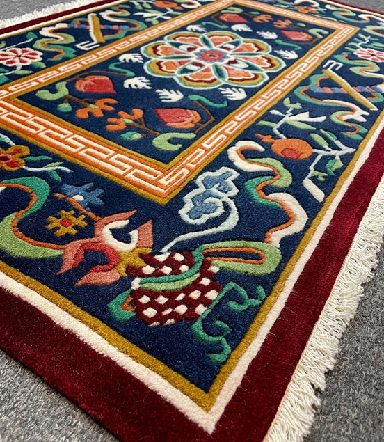 Tibetan Auspicious Signs Mini Rug 1'10 x 3'0