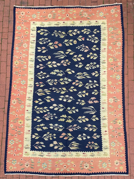 Antique Ukranian Floral Kilim  6'2 x 9'8