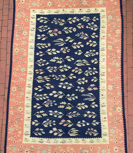 Antique Ukranian Floral Kilim  6'2 x 9'8