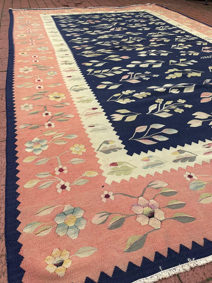 Antique Ukranian Floral Kilim  6'2 x 9'8