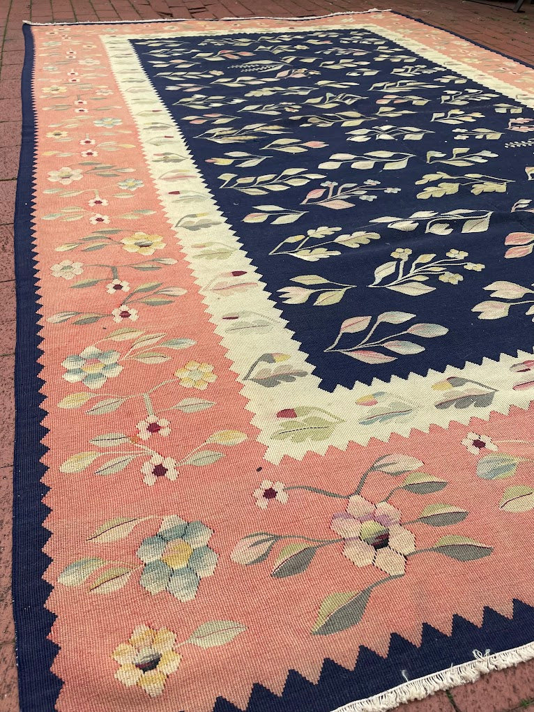 Antique Ukranian Floral Kilim  6'2 x 9'8