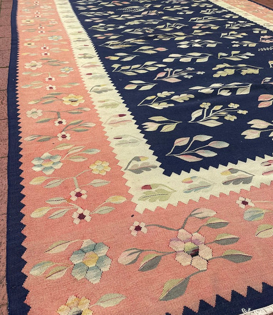 Antique Ukranian Floral Kilim  6'2 x 9'8