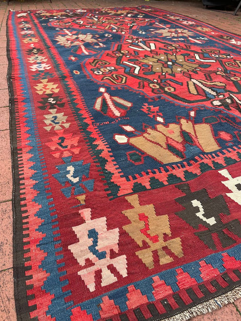 Antique Armenian Caucasian Kilim 6'8 x 12'5