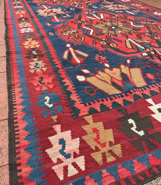 Antique Armenian Caucasian Kilim 6'8 x 12'5