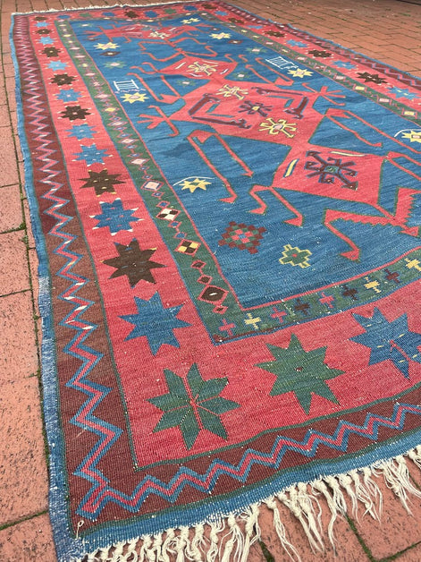 Antique Caucasian Avar Kilim 4'10 x 10'10