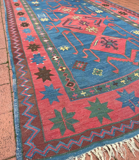 Antique Caucasian Avar Kilim 4'10 x 10'10