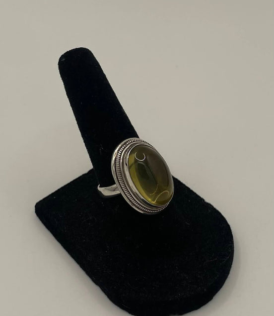 Yellow Quartz Silver Ring