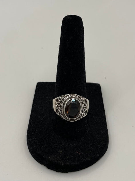Smokey Quartz Silver Ring