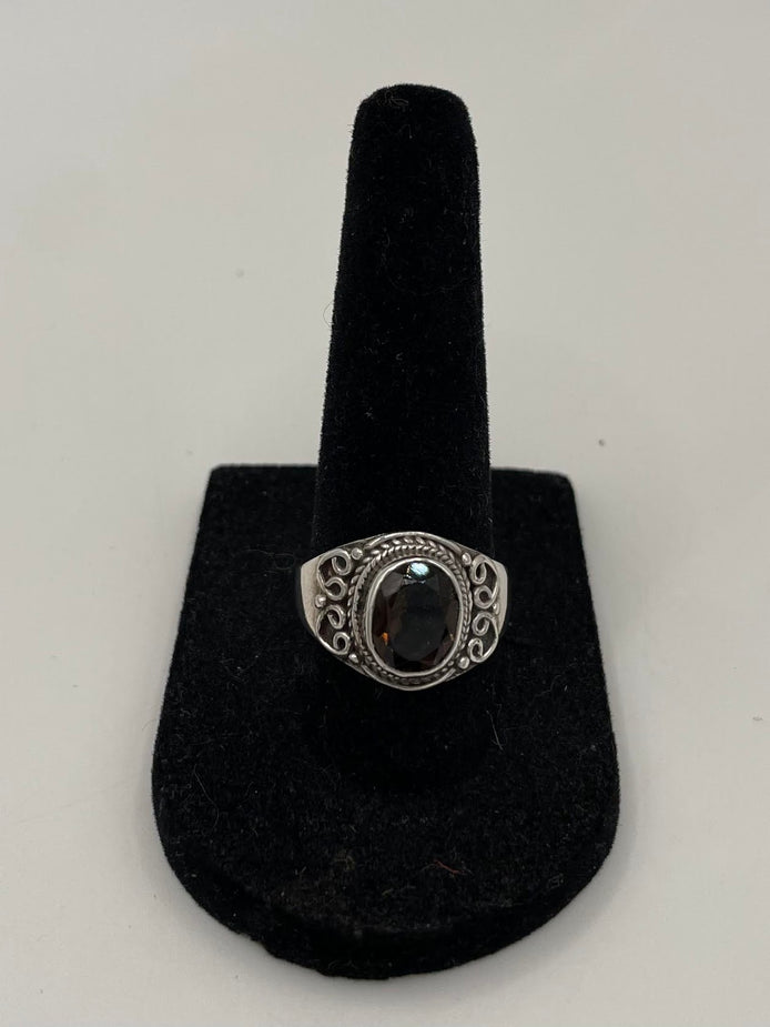 Smokey Quartz Silver Ring