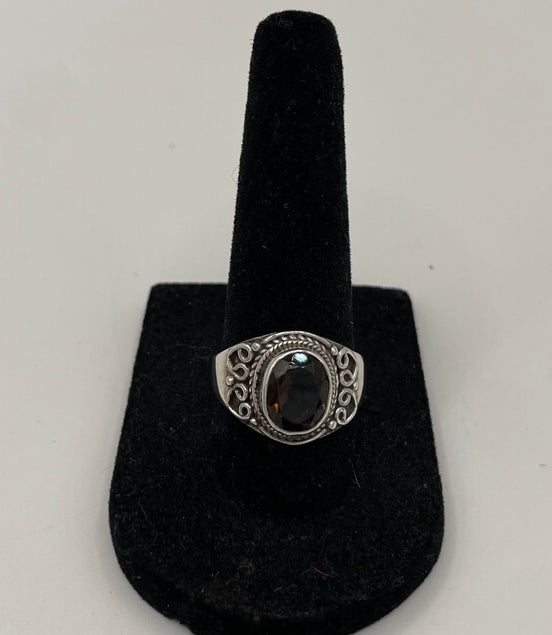 Smokey Quartz Silver Ring