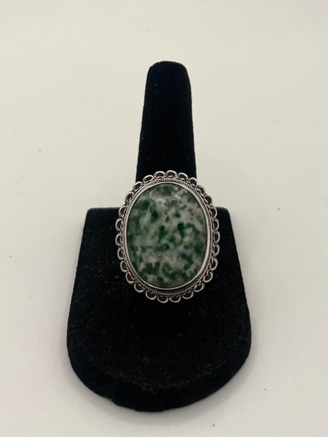 Moss Agate Silver Ring