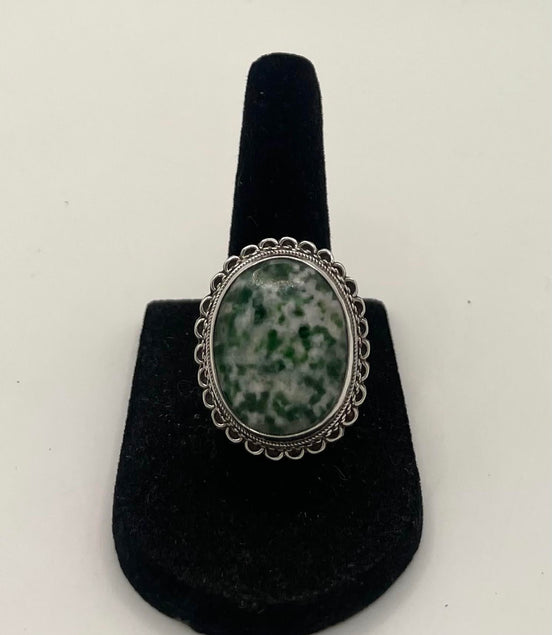 Moss Agate Silver Ring