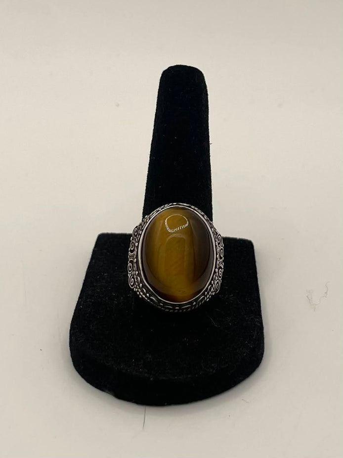 Tigers Eye Silver Ring