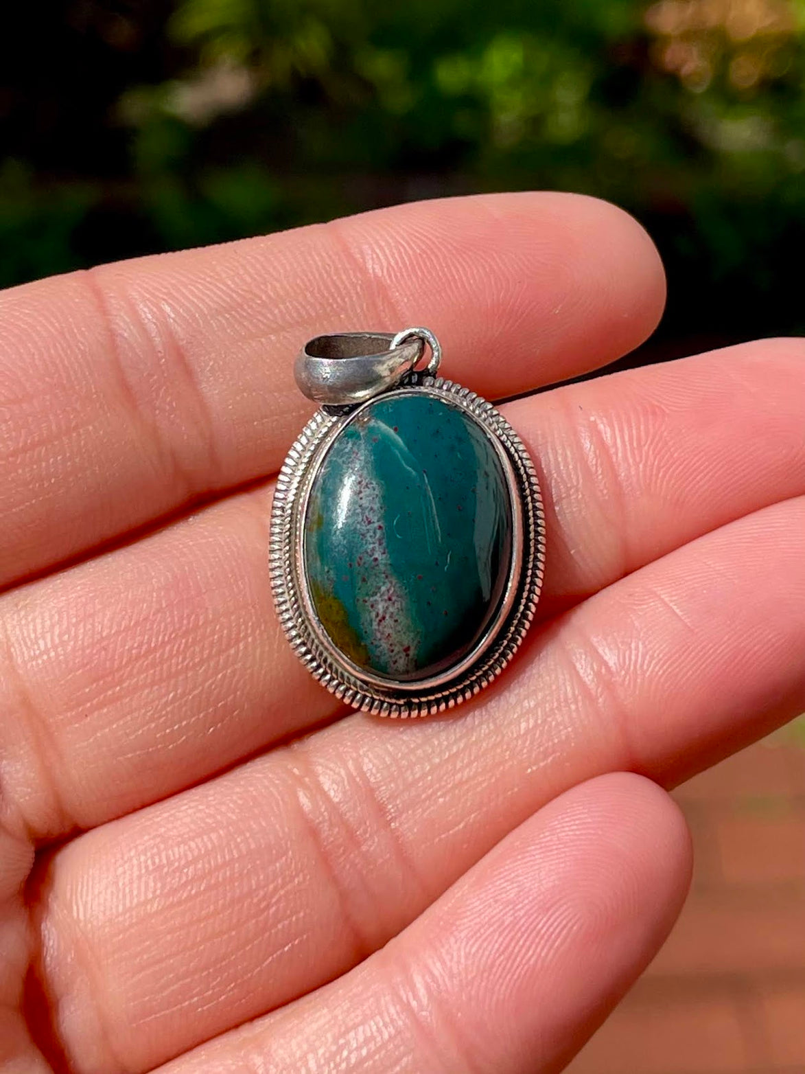 Bloodstone Silver Pendant